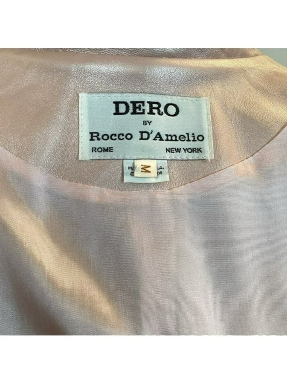 Dero By Rocco DAmelio Womens Pink Leather Coat Medium Button Front Made In USA - Picture 15 of 16